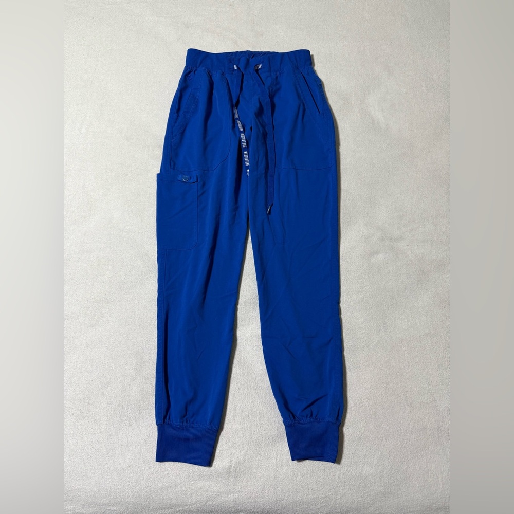 Med Couture‎ Touch Womens XS Royal Blue Drawstring Jogger Scrub Pant